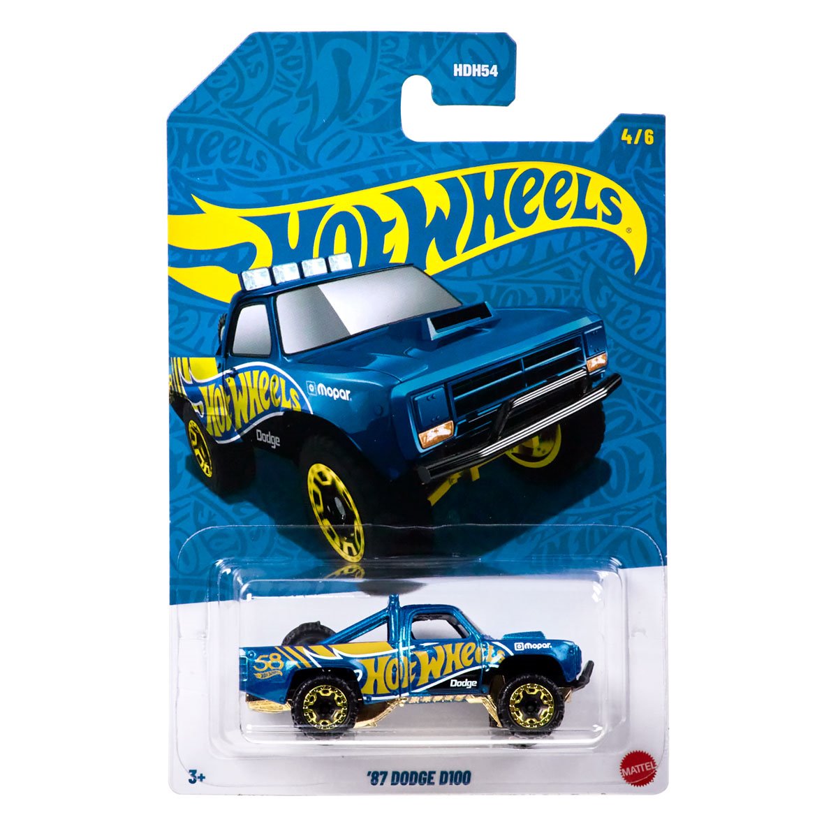 Hot Wheels 58th Anniversary Pearl & Chrome 2026 Blue-Gold 87 Dodge D100 Diecast Car