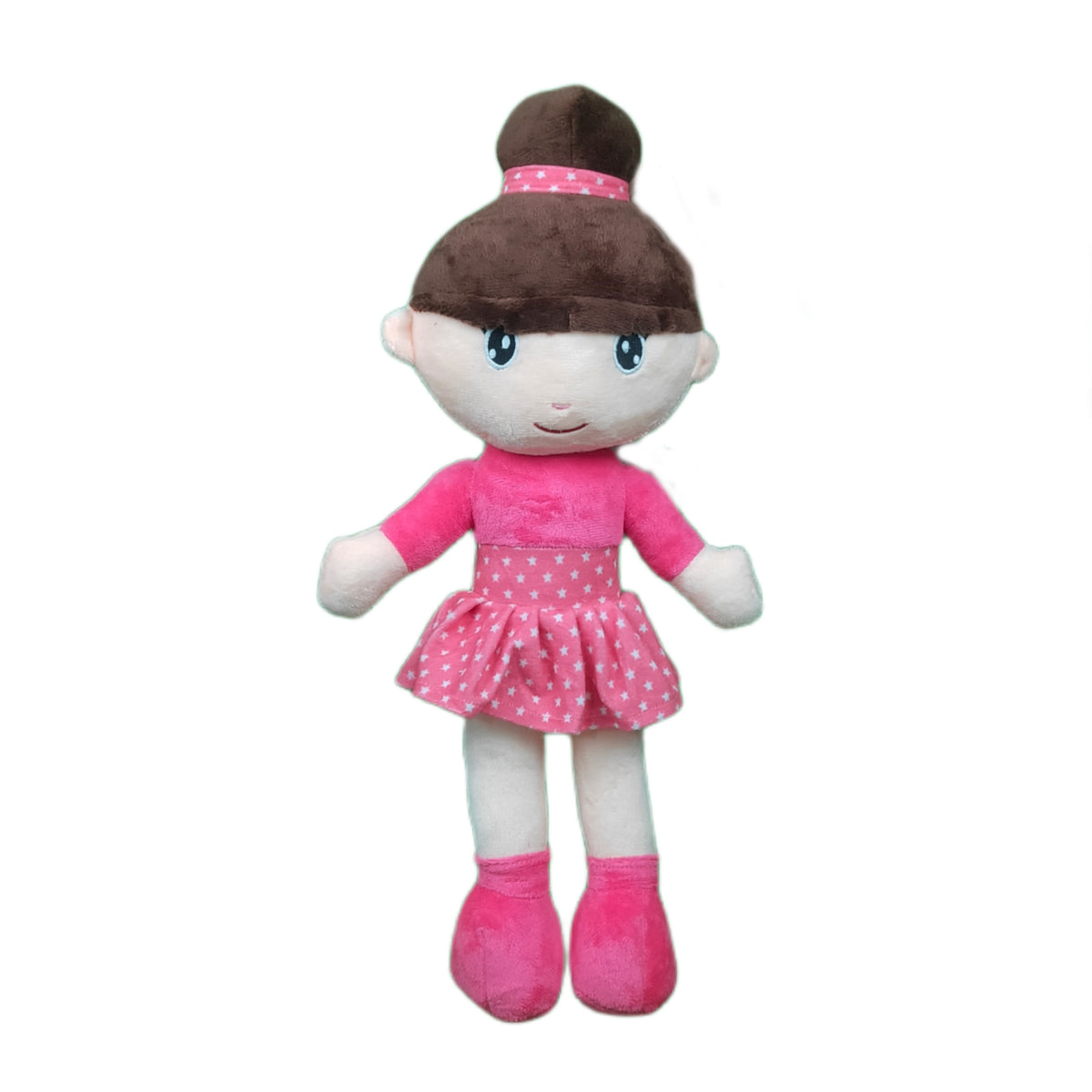 Play Hour Bella Rag Doll Plush Soft Toy Wearing Pink Polka Dot Frock for Ages 3 Years and Up, 45cm
