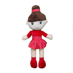 Play Hour Bella Rag Doll Plush Soft Toy Wearing Red Polka Dot Frock for Ages 3 Years and Up, 45cm