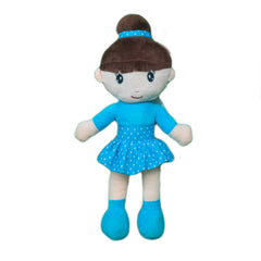 Play Hour Bella Rag Doll Plush Soft Toy Wearing Sky Polka Dot Frock for Ages 3 Years and Up, 45cm