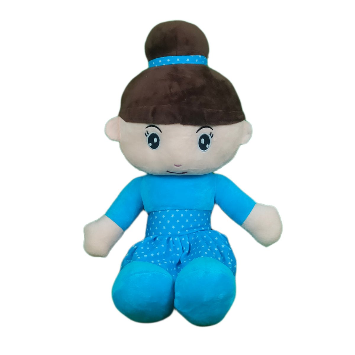 Play Hour Bella Rag Doll Plush Soft Toy Wearing Sky Polka Dot Frock for Ages 3 Years and Up, 65cm