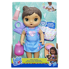 Baby Alive 12 Inch Change Play Brown Hair Doll, Drinks and Wets Doll for Kids Ages 3+