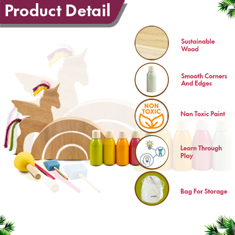 Kiddies Kingdom Wooden Unicorn DIY Kit For Ages 2 and Up