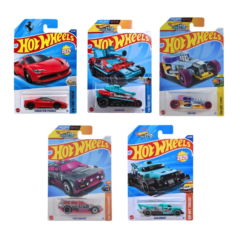 Hot Wheels Basic Car J Case 2025 Wave Three (Pack of 5) Mainlines for Collectors