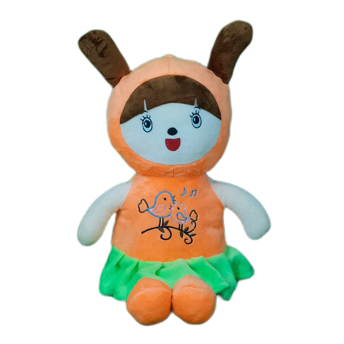 Play Hour Coco Rag Doll Plush Soft Toy Wearing Orange Frock for Ages 3 Years and Up, 45cm