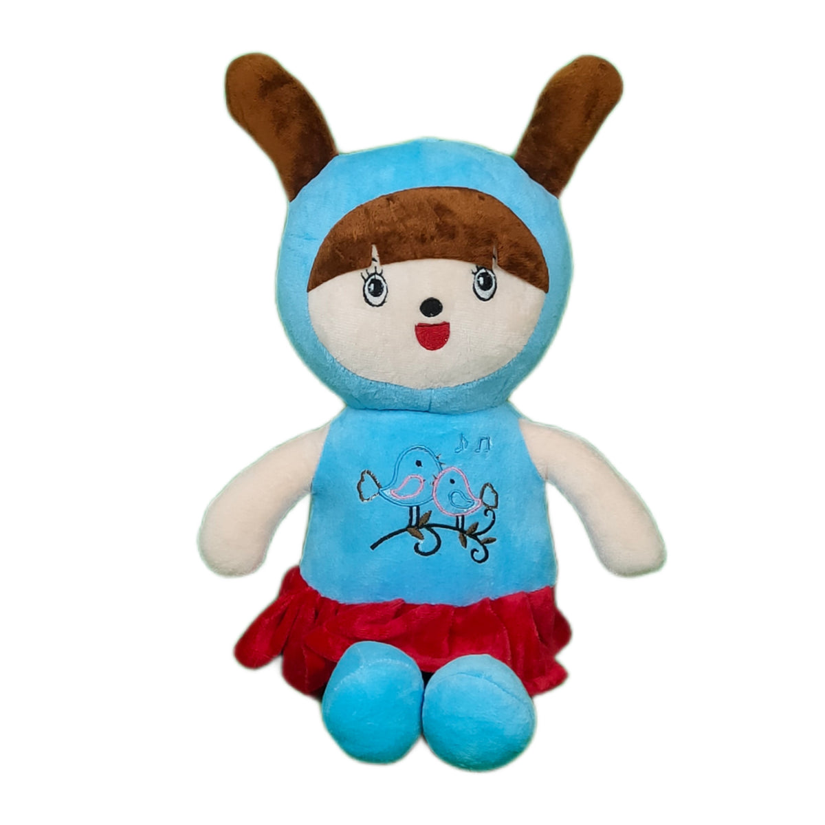 Play Hour Coco Rag Doll Plush Soft Toy Wearing Sky Frock for Ages 3 Years and Up, 45cm