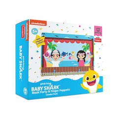 Funskool Handy Crafts Baby Shark Mask Party & Finger Puppets, Birthday Themed Party, Make 2 Soft Masks & 6 Finger Puppets for Boys & Girls, Art and Craft Kit, Ages 5 Years and Above, Multicolour