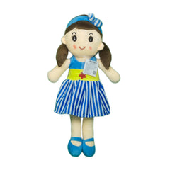 Play Hour Cute Rag Doll Plush Soft Toy Wearing Blue & White Stripes Frock for Ages 3 Years and Up, 40cm