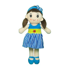Play Hour Cute Rag Doll Plush Soft Toy Wearing Blue & White Stripes Frock for Ages 3 Years and Up, 40cm