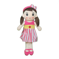 Play Hour Cute Rag Doll Plush Soft Toy Wearing Pink & White Stripes Frock for Ages 3 Years and Up, 40cm