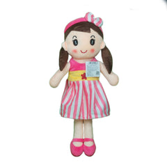Play Hour Cute Rag Doll Plush Soft Toy Wearing Pink & White Stripes Frock for Ages 3 Years and Up, 40cm