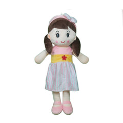 Play Hour Cute Rag Doll Plush Soft Toy Wearing Baby Pink & White Stripes Frock for Ages 3 Years and Up, 60cm