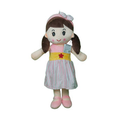 Play Hour Cute Rag Doll Plush Soft Toy Wearing Baby Pink & White Stripes Frock for Ages 3 Years and Up, 60cm