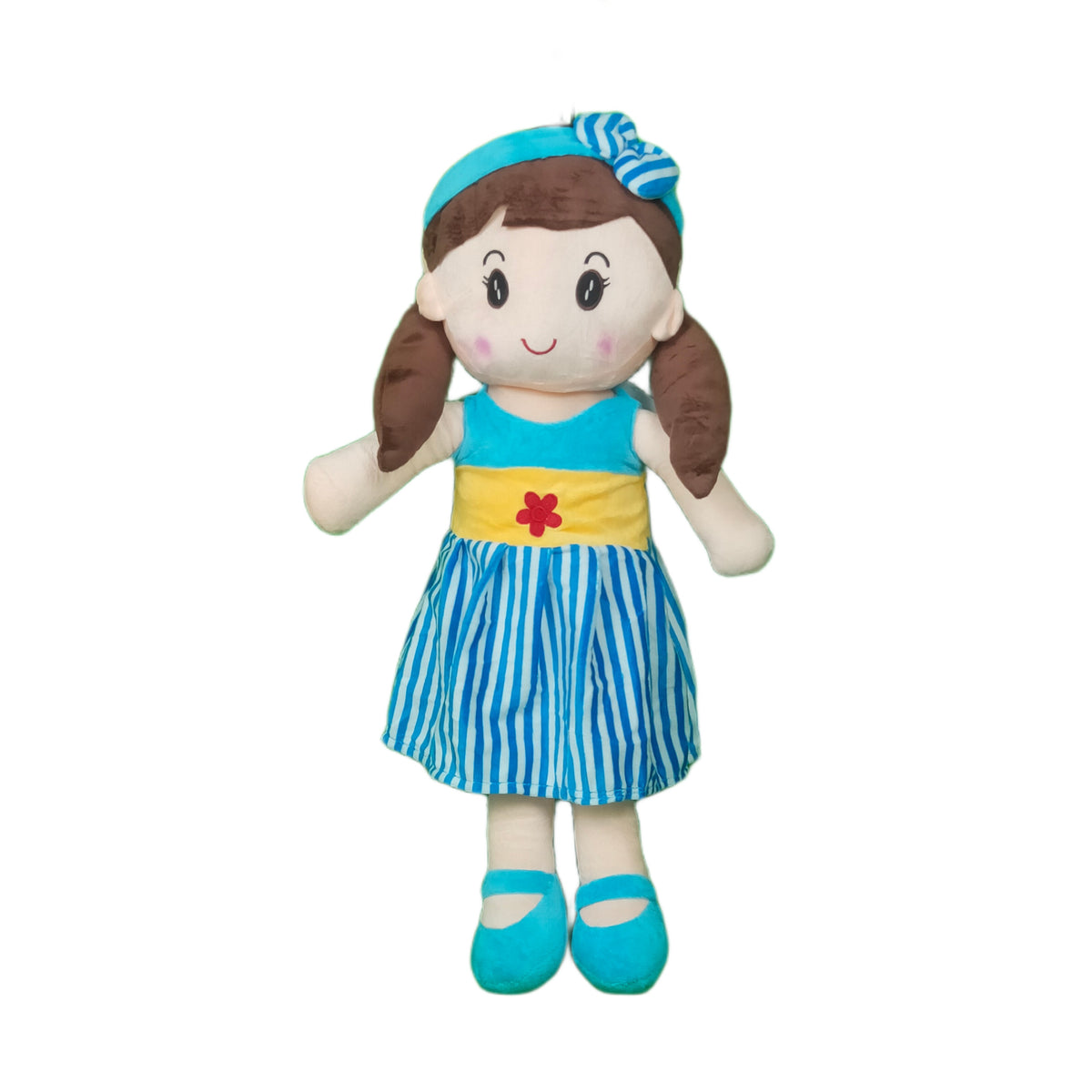 Play Hour Cute Rag Doll Plush Soft Toy Wearing Blue & White Stripes Frock for Ages 3 Years and Up, 60cm