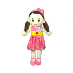 Play Hour Cute Rag Doll Plush Soft Toy Wearing Pink & White Stripes Frock for Ages 3 Years and Up, 60cm