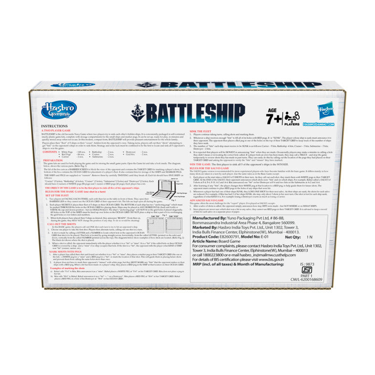 Hasbro Gaming Battleship Classic Strategy Board Game For Kids Ages 7 and Up