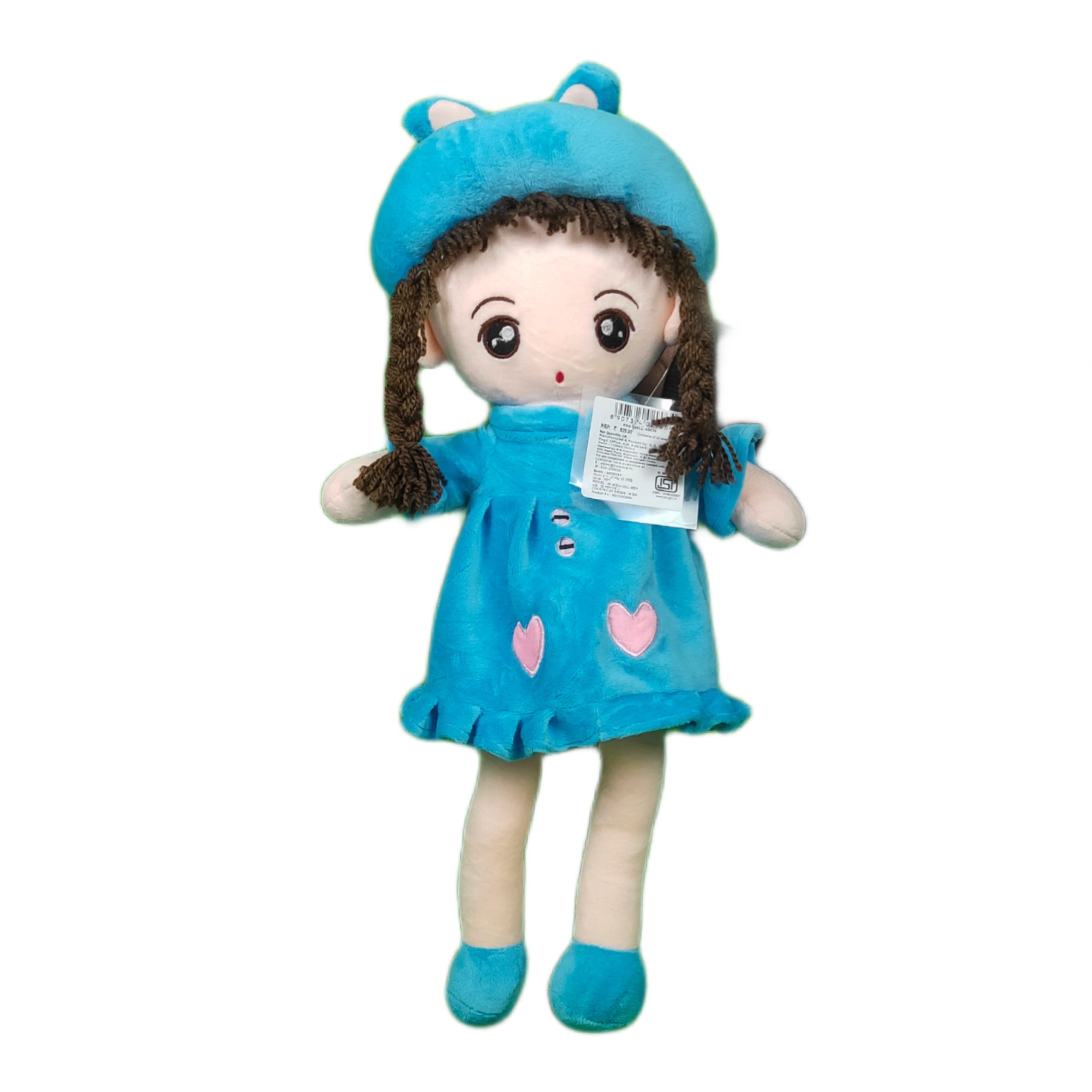 Play Hour Eva Rag Doll Plush Soft Toy Wearing Blue Frock for Ages 3 Years and Up, 45cm