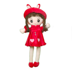 Play Hour Eva Rag Doll Plush Soft Toy Wearing Red Frock for Ages 3 Years and Up, 45cm