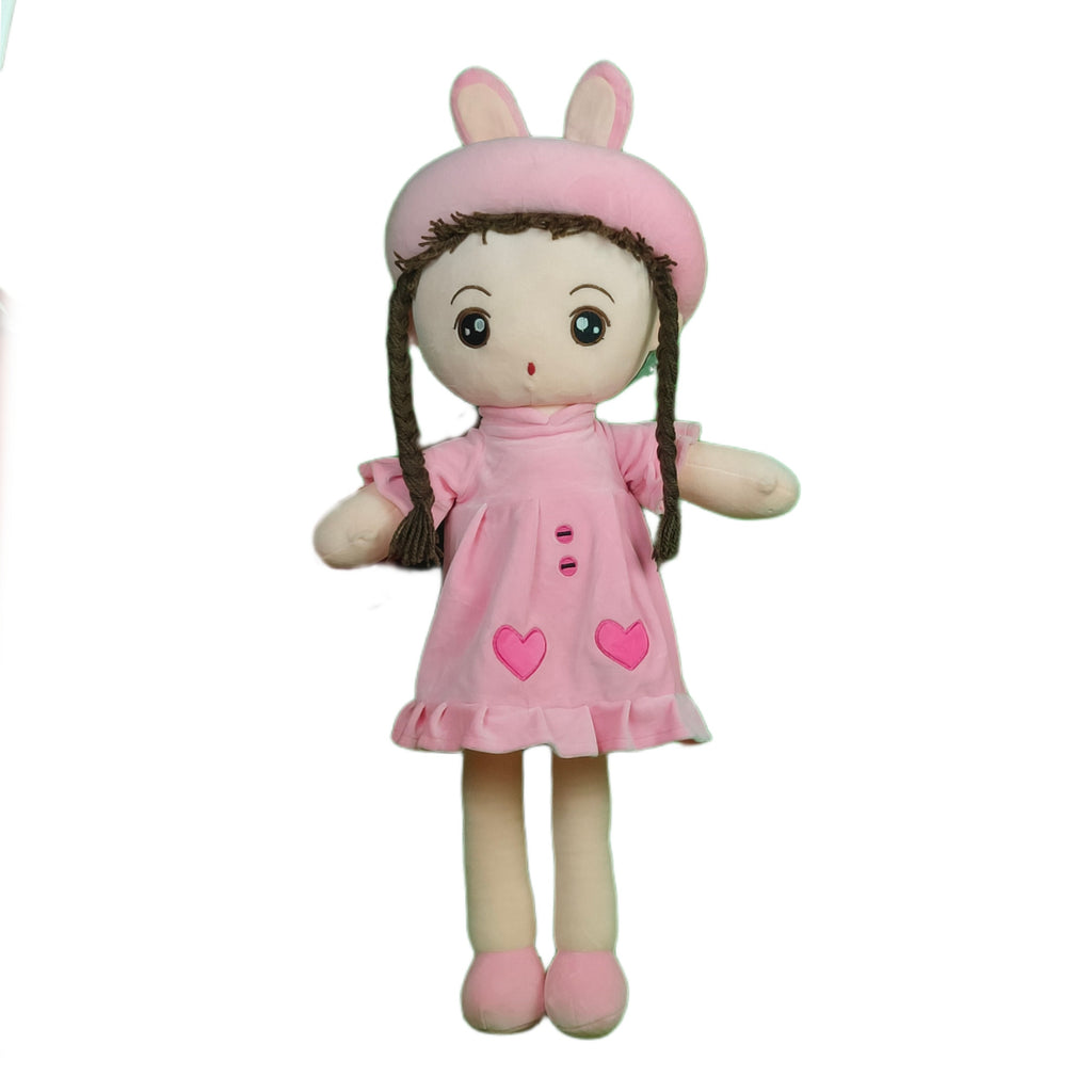 Play Hour Eva Rag Doll Plush Soft Toy Wearing Baby Pink Frock for Ages 3 Years and Up, 75cm