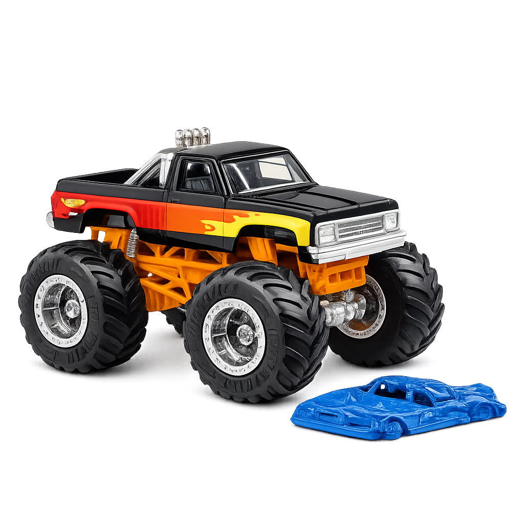 Hot Wheels 1:64 Scale 1983 Chevy Silverado Monster Trucks 2026 Diecast Truck with Crushable Car for Ages 3+ (JHY36)