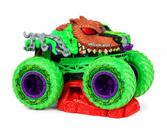 Hot Wheels 1:64 Scale Wreckin Wolf 2026 Monster Trucks Diecast Truck with Crushable Car for Ages 3+ (JHY26)