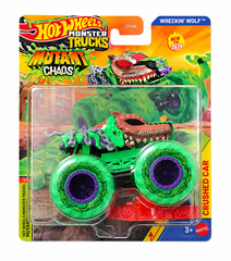 Hot Wheels 1:64 Scale Wreckin Wolf 2026 Monster Trucks Diecast Truck with Crushable Car for Ages 3+ (JHY26)