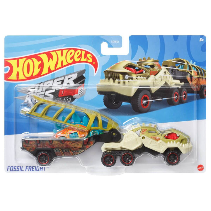 Hot Wheels Super Rigs Fossil Freight With 1 Hot Wheels 1:64 Scale Car for Ages 3 Years Old&Up (GKC25)