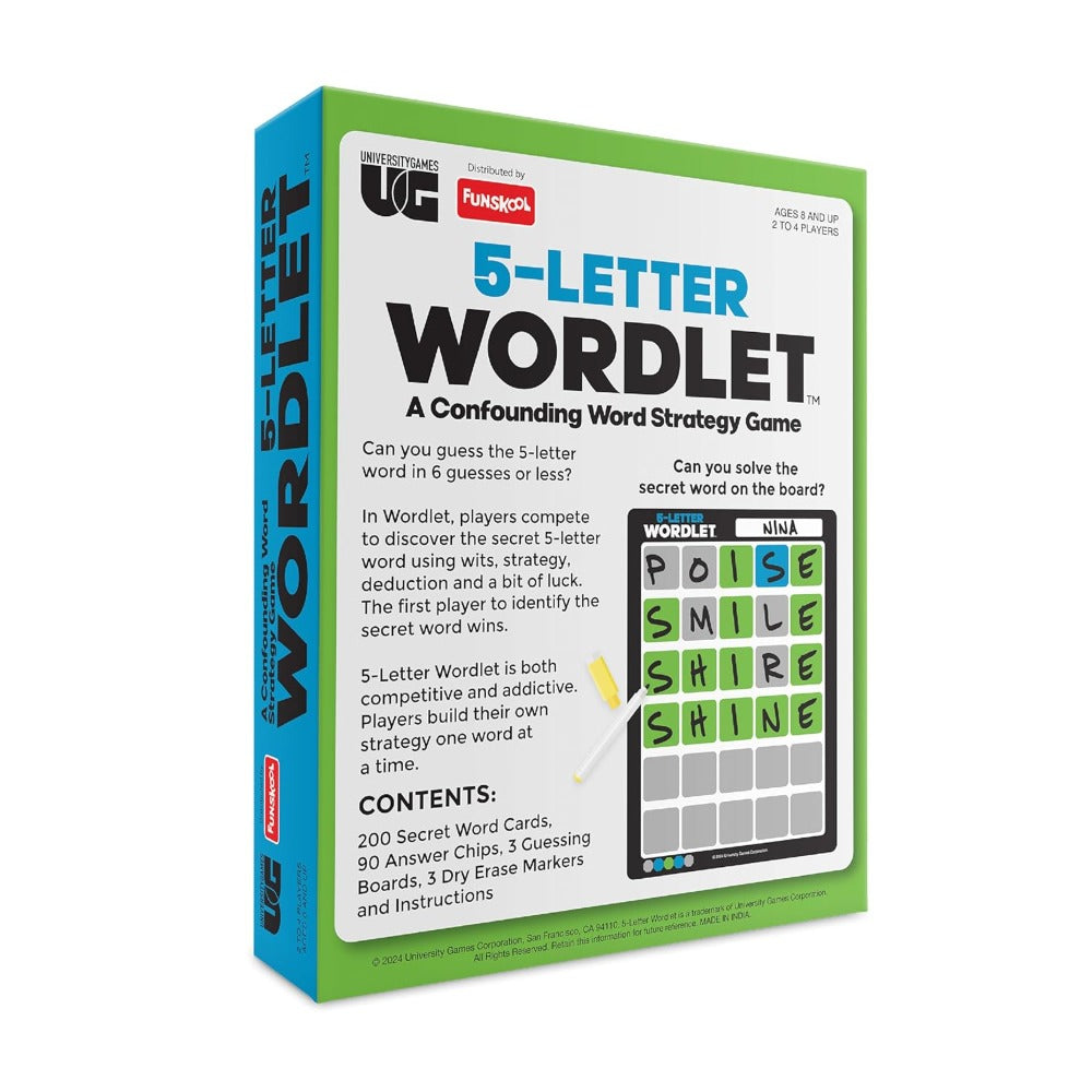 Funskool Games 5-Letter wordlet, Word Game, for Adults, Kids and Family, for 2 to 4 Players, for Ages 8+