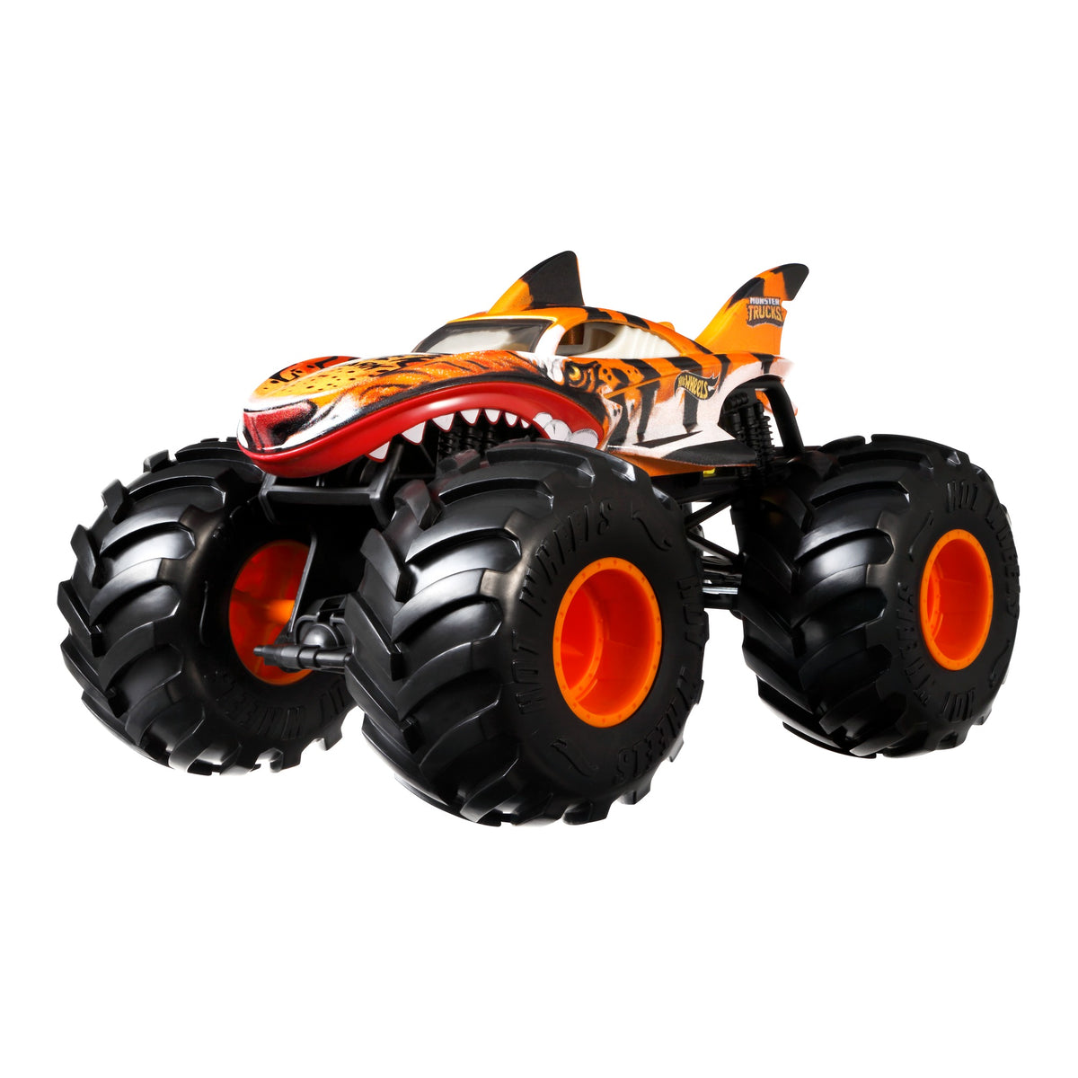 Hot Wheels 1:24 Scale Oversized Monster Truck Tiger Shark Die-Cast Toy Truck with Giant Wheels and Cool Designs