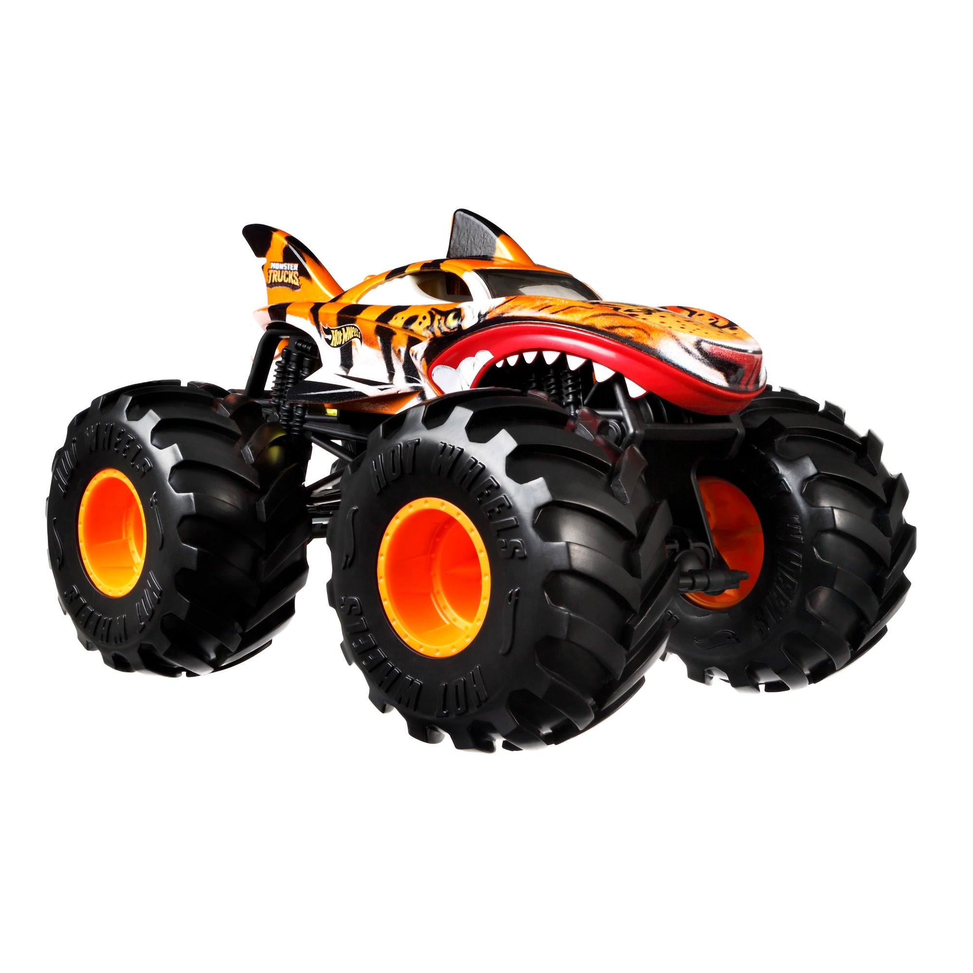 Hot Wheels 1:24 Scale Oversized Monster Truck Tiger Shark Die-Cast Toy Truck with Giant Wheels and Cool Designs