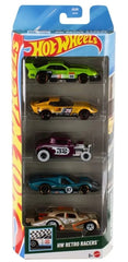 Hot Wheels 5 Car Gift Pack - HW Retro Racers Pack Of 5 For Kids & Collectors