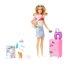 Barbie Malibu Travel Set with Puppy Doll and Accessories for Kids Ages 3+