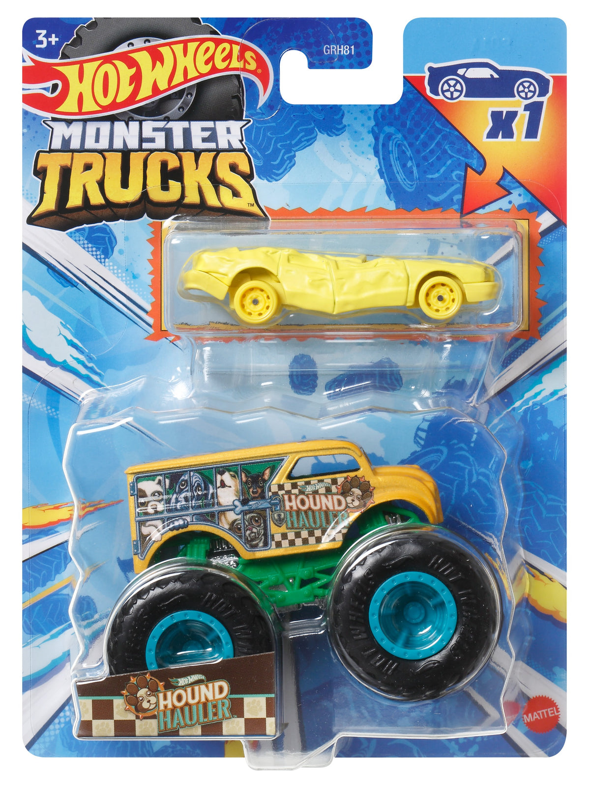 Hot Wheels 1:64 Scale Monster Trucks Hound Hauler Vehicle Pack of 2