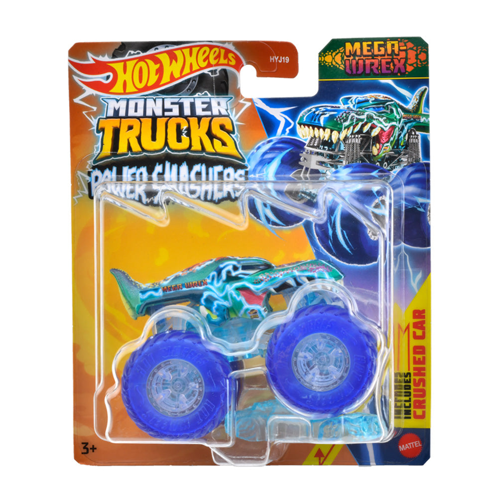 Hot Wheels Monster Trucks Power Smashers 1:64 Scale die cast Mega Wrex, Includes Crushed Car for Ages 3 Years & Up