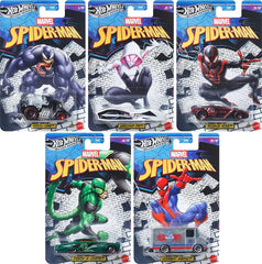 Hot Wheels 2026 Marvel Spider-Man Silver Celebration Series 1:64 Scale - Set Of 5 Cars