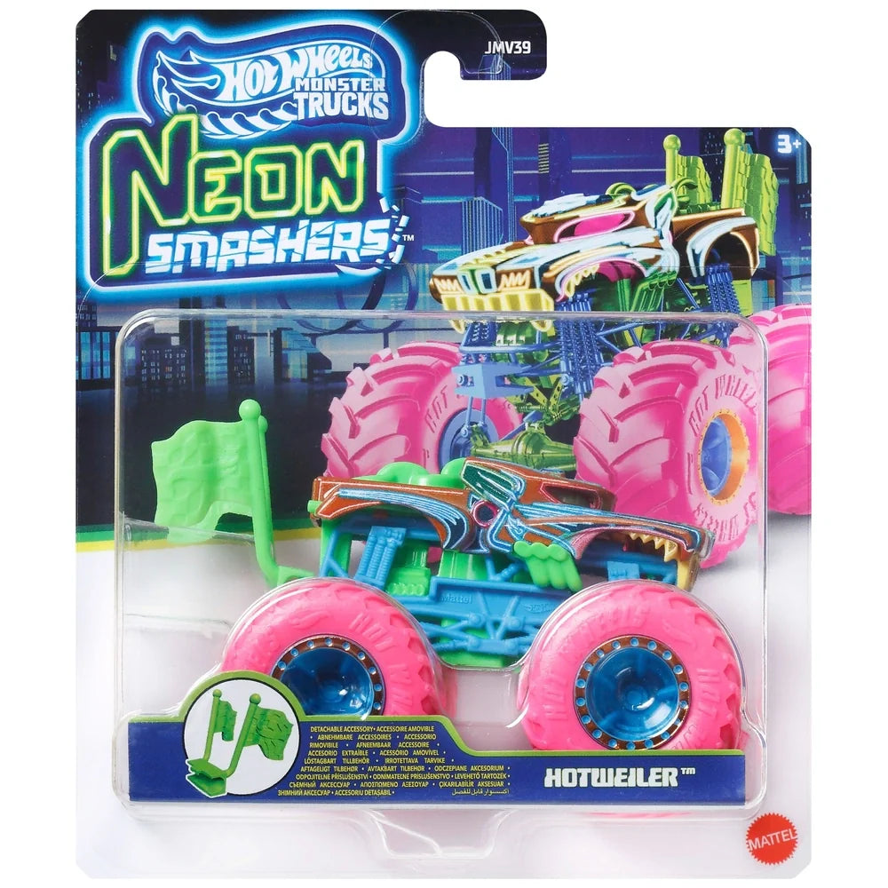 Hot Wheels Neon Smashers Hotweiler Monster Truck Car for Ages 3 Years and Up