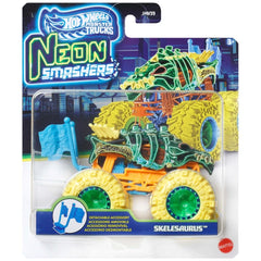 Hot Wheels Neon Smashers Skelesaurus Monster Truck Car for Ages 3 Years and Up