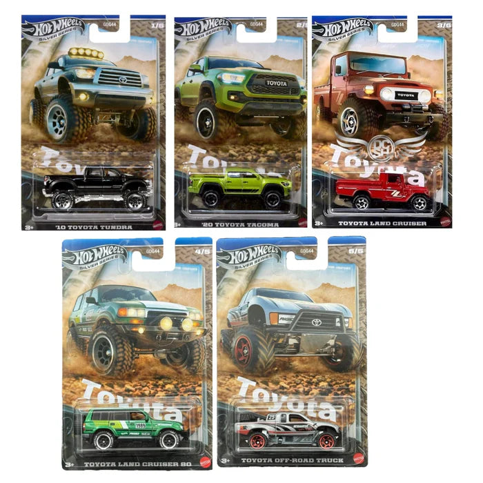 Hot Wheels 2025 Toyota Silver Celebration Series 1:64 Scale - Set Of 5 Cars