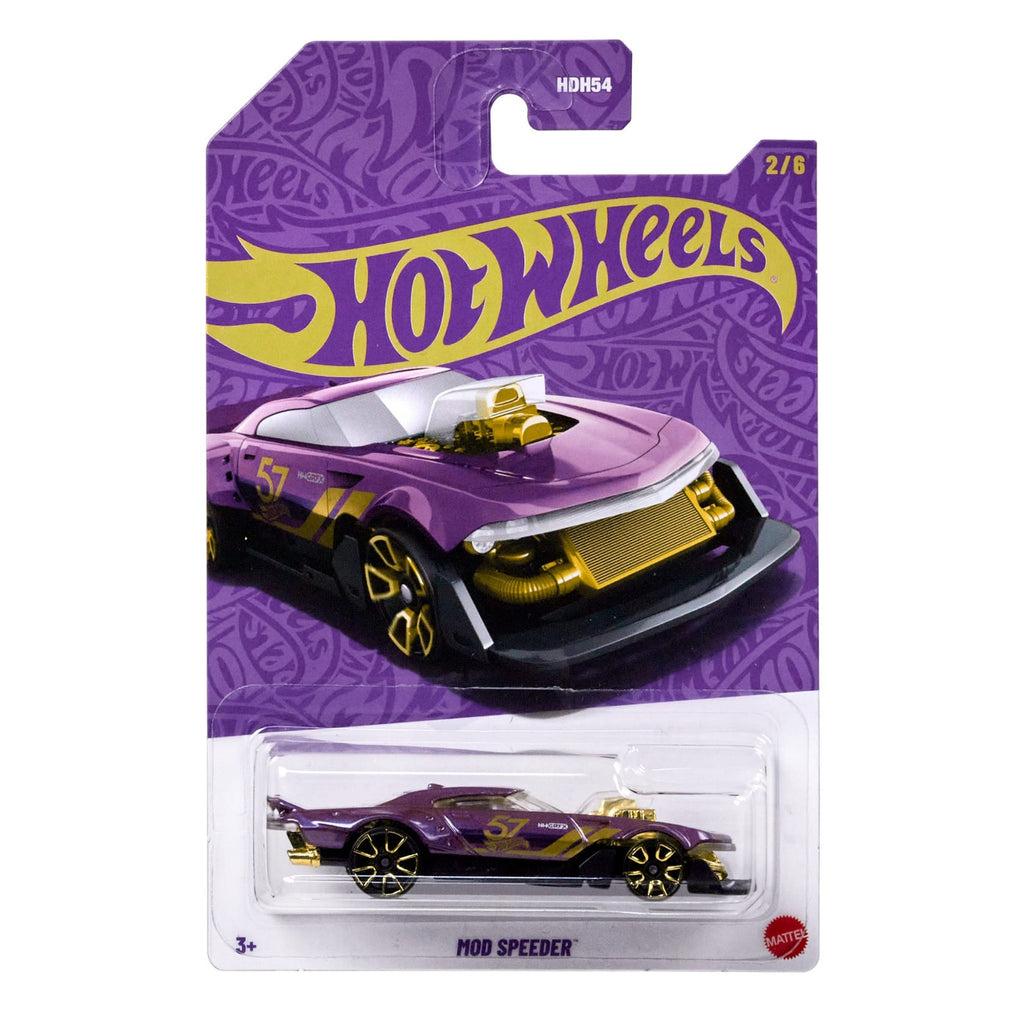 Hot Wheels 57th Anniversary Pearl &amp; Chrome 2025 Mod Speeder Diecast Car