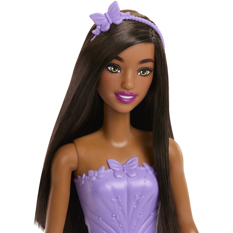 Barbie Royal Fashion Brown Hair Purple Butterfly-Themed Monochromatic Look Doll with Removable Skirt & Accessories For Kids Ages 3 Years & UP