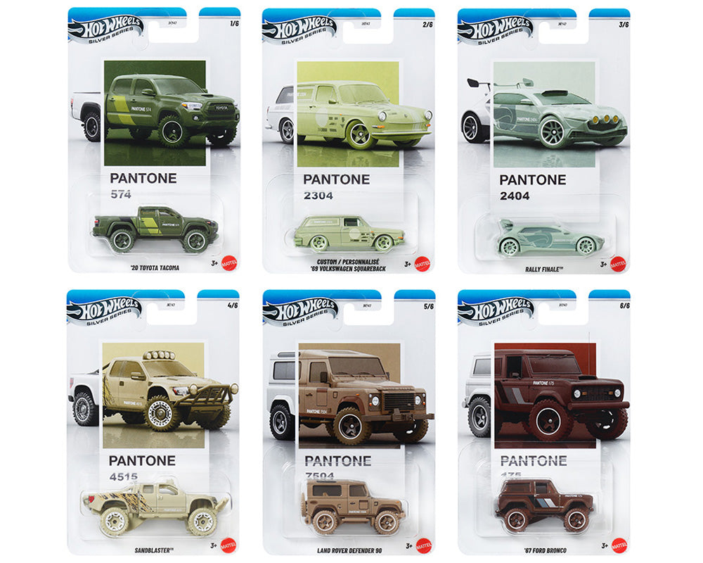 Hot Wheels Silver Series 2026 Pantone Collection 1:64 Scale Die-Cast Car Set of 6