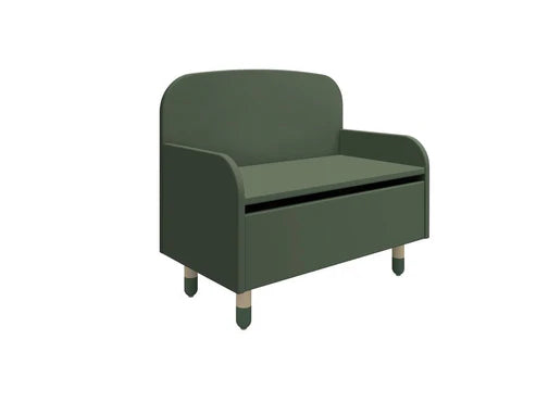 Kiddies Kingdom Storage Bench with back rest - Deep green, Blush, White, Natural green Organisers For Ages 3 and Above