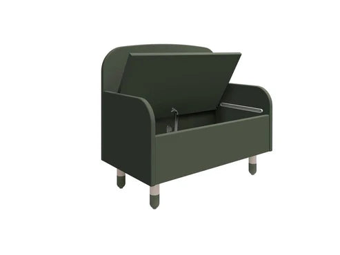 Kiddies Kingdom Storage Bench with back rest - Deep green, Blush, White, Natural green Organisers For Ages 3 and Above