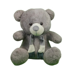 Play Hour Teddy Bear Plush Soft Toy with Muffler for Ages 3 Years and Up - Grey, 40cm
