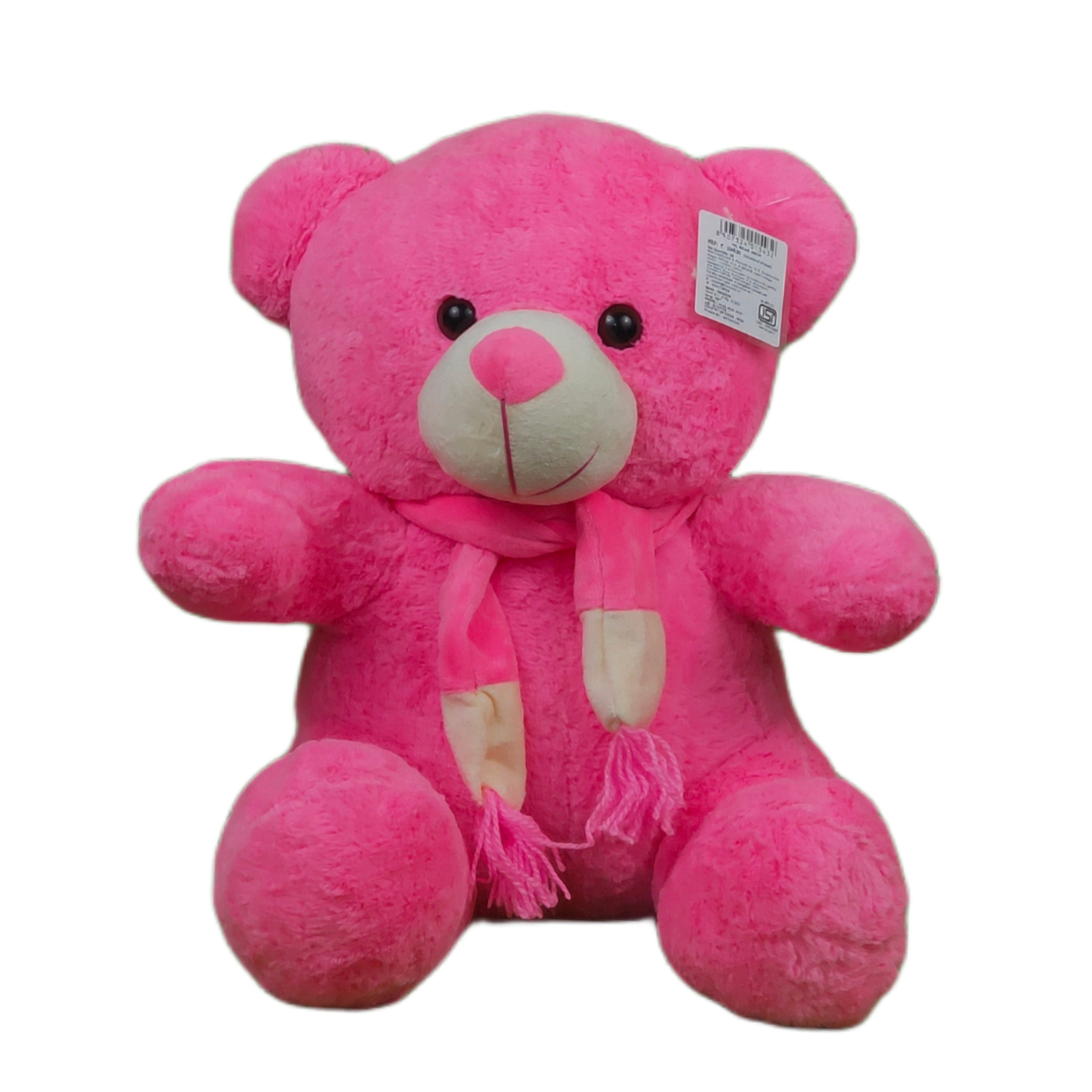 Play Hour Teddy Bear Plush Soft Toy with Muffler for Ages 3 Years and Up - Pink, 40cm
