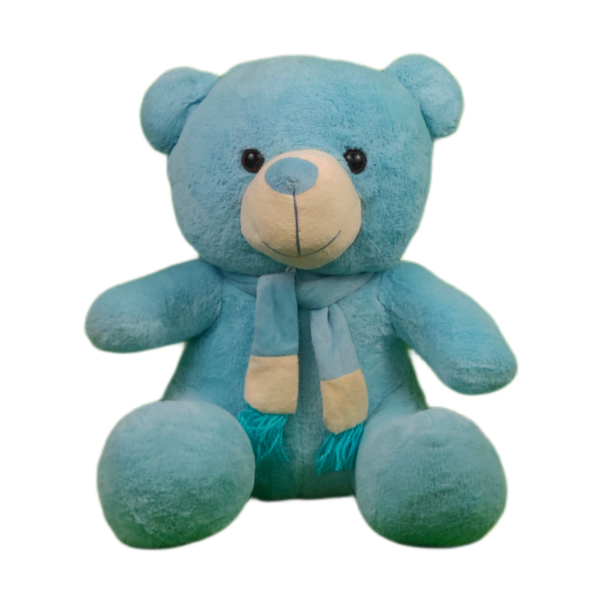 Play Hour Teddy Bear Plush Soft Toy with Muffler for Ages 3 Years and Up - Sky, 40cm
