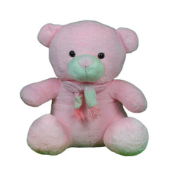 Play Hour Teddy Bear Plush Soft Toy with Muffler for Ages 3 Years and Up - Baby Pink, 50cm