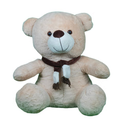 Play Hour Teddy Bear Plush Soft Toy with Muffler for Ages 3 Years and Up - Beige, 50cm