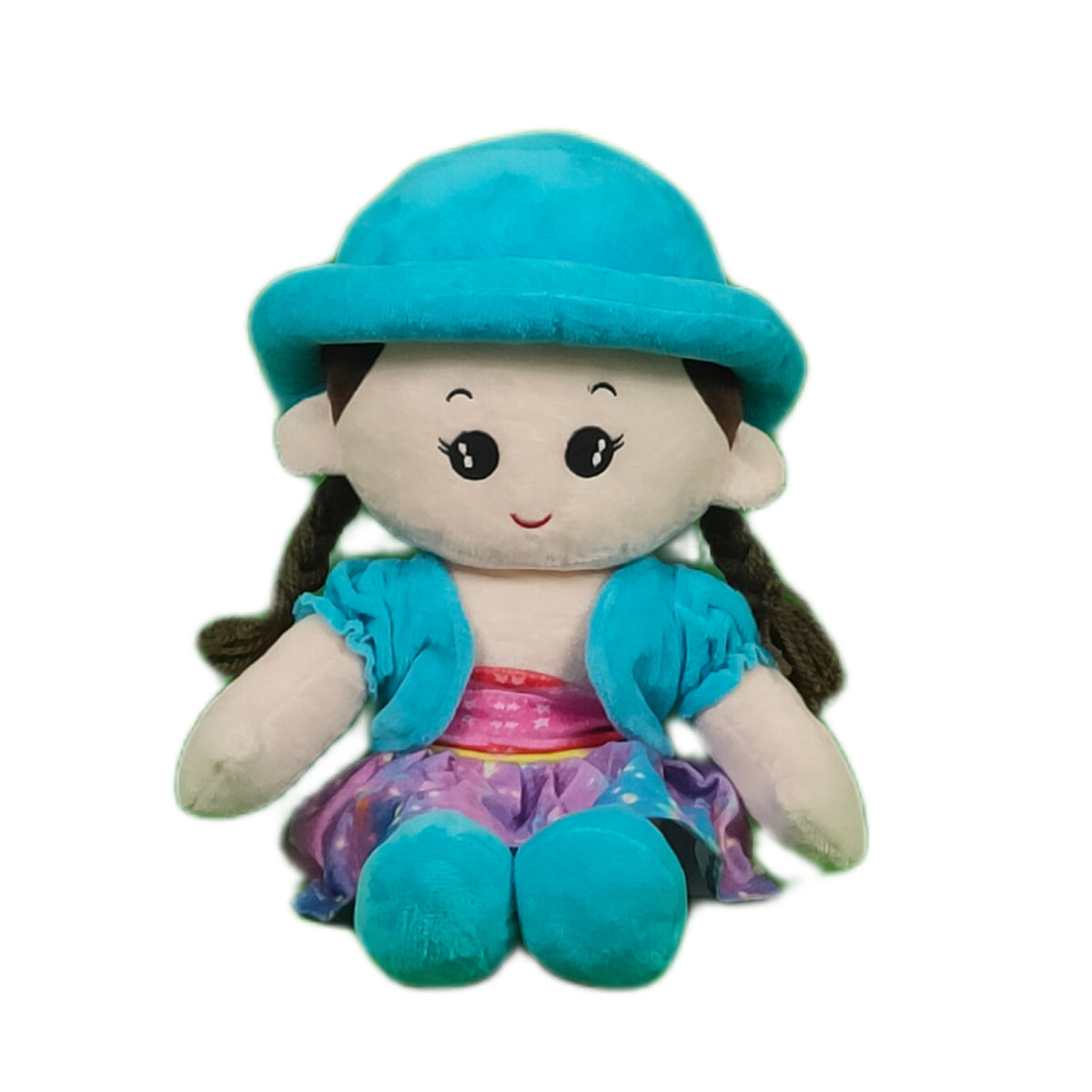Play Hour Rag Doll Plush Soft Toy Wearing Sky Cap for Ages 3 Years and Up, 45cm