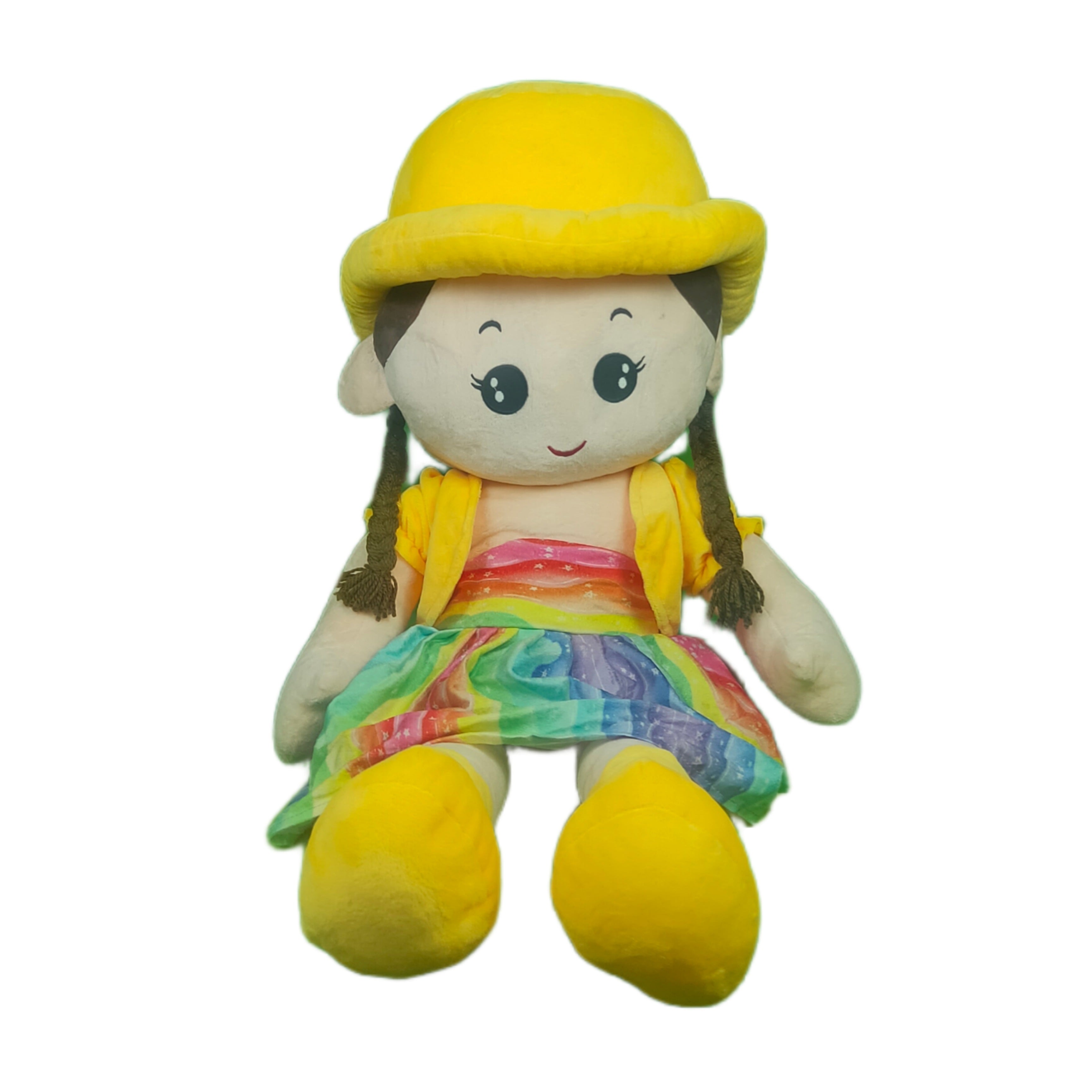 Play Hour Rag Doll Plush Soft Toy Wearing Yellow Cap for Ages 3 Years and Up, 90cm